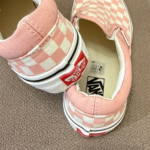 Vans Kids Pink and White Checkered Slip-On Sneakers Size 2.5 - Picture 6 of 9